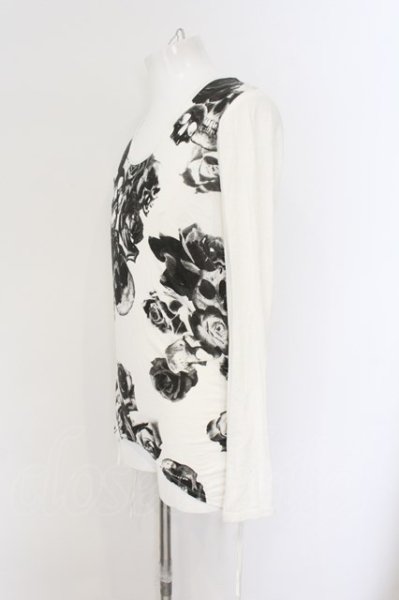 画像2: CIVARIZE / Maledictサイドギャザーローズスカル変形ロングカットソー 44 ホワイト O-24-12-30-012-CI-to-YM-ZT217 (2)