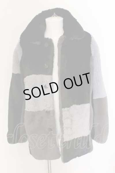 画像5: NO ID. BLACK / フェイクファーパッチワークブルゾン　ジャケット 1 ブラックｘグレー O-24-12-30-001-NO-ou-YM-ZT0104-A (5)