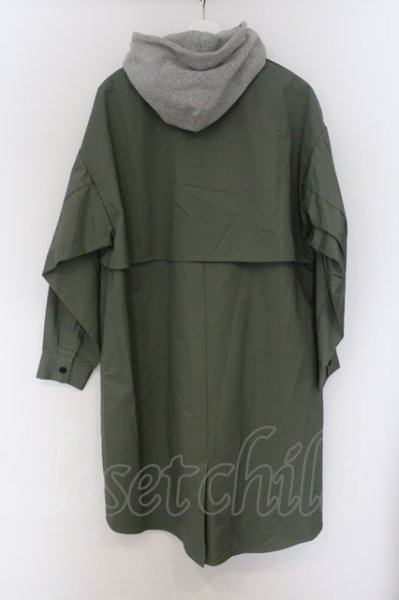 画像2: NO ID. / フードトレンチロングシャツ ONE カーキ O-24-12-30-002-NO-ja-YM-ZT373 (2)
