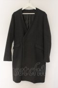 NO ID. BLACK / ラム切り替えノーカラーチェスターコート 1 グレー O-24-12-30-022-NO-ou-YM-ZT-ML009