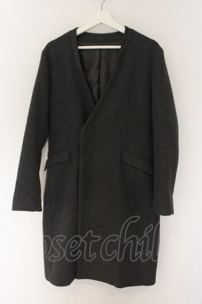 画像1: NO ID. BLACK / ラム切り替えノーカラーチェスターコート 1 グレー O-24-12-30-022-NO-ou-YM-ZT-ML009 (1)