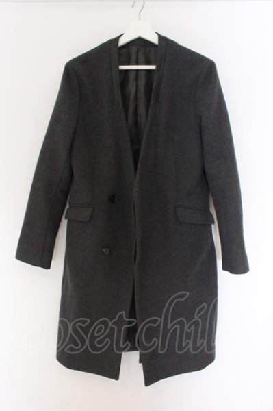 画像4: NO ID. BLACK / ラム切り替えノーカラーチェスターコート 1 グレー O-24-12-30-022-NO-ou-YM-ZT-ML009 (4)