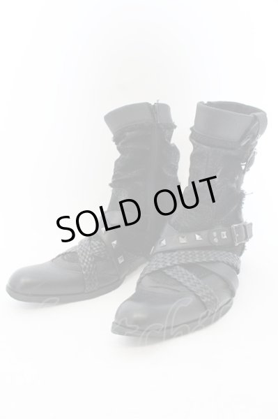 画像1: LOVEHUNTER / クロコスタッズベルトサイドジップアップブーツ 41（約26cm） ブラック O-25-01-03-003-LO-sho-YM-ZT4000 (1)