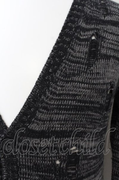 画像2: Moonage Devilment / モヘアボーダールーズニット 44 ブラックxワイン O-25-01-03-021-Mo-to-YM-ZT380 (2)