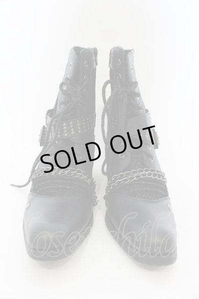 画像2: LOVEHUNTER / チェーン付きレースアップサイドジップブーツ 41（約26cm） ブラック O-25-01-03-004-LO-sho-YM-ZT6000 (2)