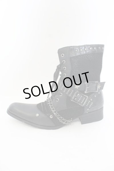 画像4: LOVEHUNTER / チェーン付きレースアップサイドジップブーツ 41（約26cm） ブラック O-25-01-03-005-LO-sho-YM-ZT6000 (4)