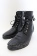画像1: LOVEHUNTER / サイドジップベルト付きレースアップヒールブーツ 41(約26cm) ブラック O-25-01-03-008-LO-sho-YM-ZT3000 (1)