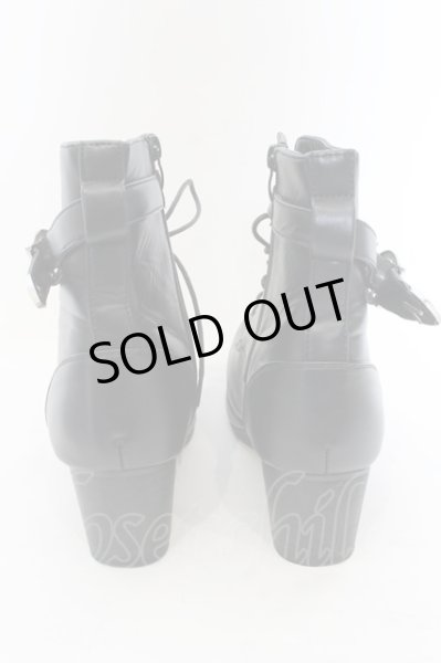 画像3: LOVEHUNTER / サイドジップベルト付きレースアップヒールブーツ 41(約26cm) ブラック O-25-01-03-008-LO-sho-YM-ZT3000 (3)