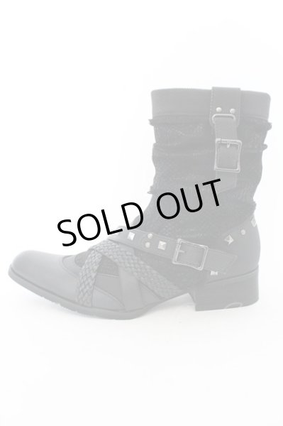 画像4: LOVEHUNTER / クロコスタッズベルトサイドジップアップブーツ 41（約26cm） ブラック O-25-01-03-011-LO-sho-YM-ZT6000 (4)