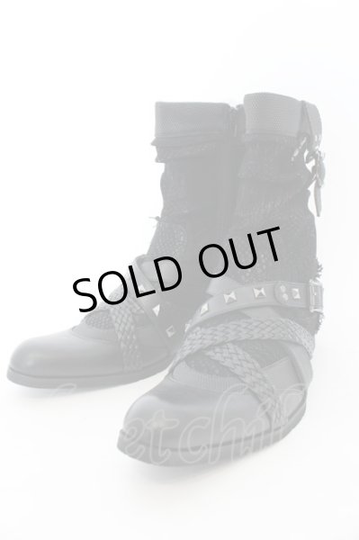 画像1: LOVEHUNTER / クロコスタッズベルトサイドジップアップブーツ 41(約26cm) ブラック O-25-01-03-012-LO-sho-YM-ZT-S006 (1)