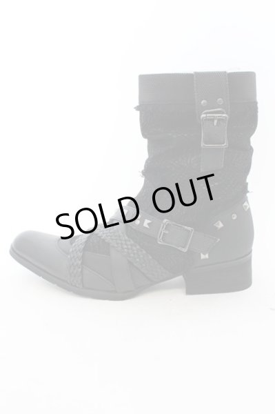 画像4: LOVEHUNTER / クロコスタッズベルトサイドジップアップブーツ 41(約26cm) ブラック O-25-01-03-012-LO-sho-YM-ZT-S006 (4)