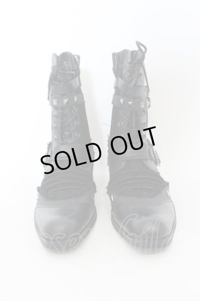 画像2: LOVEHUNTER / ポインテッドトゥベルトヒールレースアップブーツ 41（約26cm） ブラック O-25-01-03-013-LO-sho-YM-ZT6000 (2)