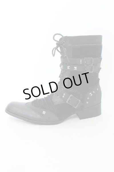 画像4: LOVEHUNTER / ポインテッドトゥベルトヒールレースアップブーツ 41（約26cm） ブラック O-25-01-03-013-LO-sho-YM-ZT6000 (4)