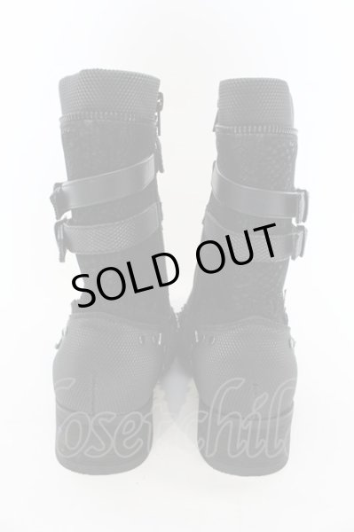 画像3: LOVEHUNTER / ポインテッドトゥベルトヒールレースアップブーツ 41（約26cm） ブラック O-25-01-03-002-LO-sho-YM-ZT4000 (3)