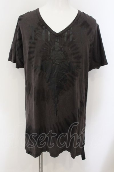 画像1: kiryuyrik /  Dolman Sleeve V-T タイダイ Tシャツ S チャコール系 O-25-01-09-034-ki-ts-YM-ZT222 (1)