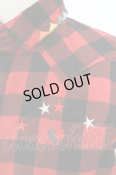 画像2: FranCisT_MOR.K.S. / ハイビスカルパッチブロックチェックシャツ 2 レッド O-25-01-09-038-Fr-sh-YM-ZT (2)