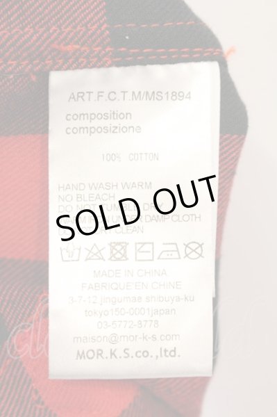 画像4: FranCisT_MOR.K.S. / ハイビスカルパッチブロックチェックシャツ 2 レッド O-25-01-09-038-Fr-sh-YM-ZT (4)