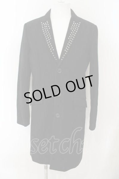 画像1: NO ID. BLACK / スタッズピークドラペルチェスターコート 2 ブラック O-25-01-09-043-NO-ou-YM-ZT-M116 (1)