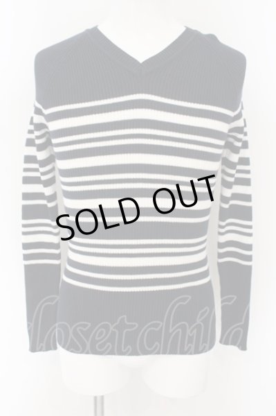 画像1: GOSTAR DE FUGA / Shams ボーダーVネックニット 44 ネイビー O-25-01-09-046-GO-to-YM-ZT097 (1)