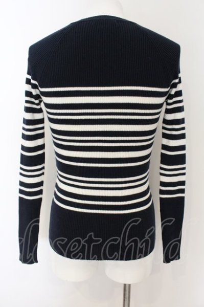 画像2: GOSTAR DE FUGA / Shams ボーダーVネックニット 44 ネイビー O-25-01-09-046-GO-to-YM-ZT097 (2)