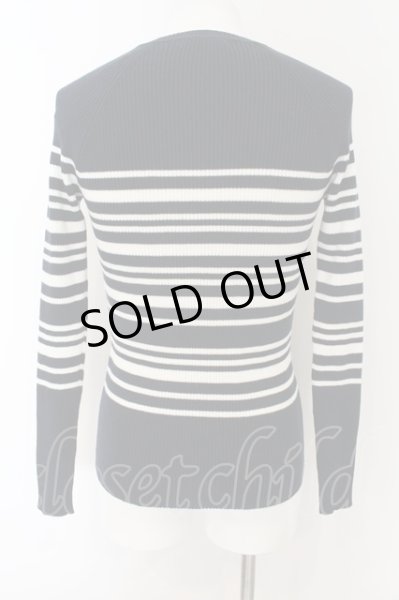 画像2: GOSTAR DE FUGA / Shams ボーダーVネックニット 44 ネイビー O-25-01-09-046-GO-to-YM-ZT097 (2)