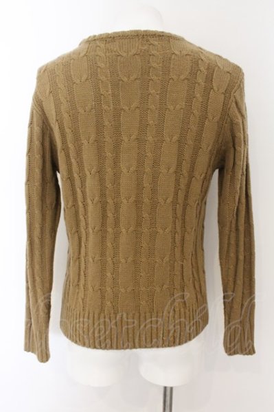 画像2: LHP / ケーブル編みUネックニット S ブラウン系 O-25-01-09-054-LH-to-YM-ZT097 (2)