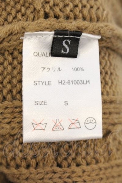 画像3: LHP / ケーブル編みUネックニット S ブラウン系 O-25-01-09-054-LH-to-YM-ZT097 (3)
