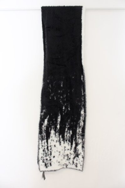 画像2: CIVARIZE / モヘアミックスニットマフラー F ブラックｘホワイト O-25-01-09-060-CI-za-YM-ZT205 (2)