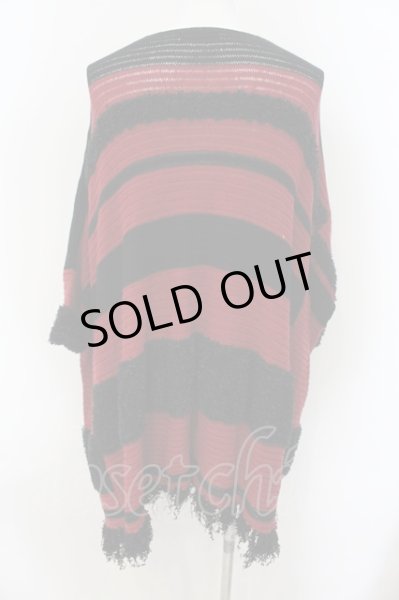 画像2: CIVARIZE / ニットポンチョ  レッド×ブラック O-25-01-09-015-CI-to-IG-OS (2)