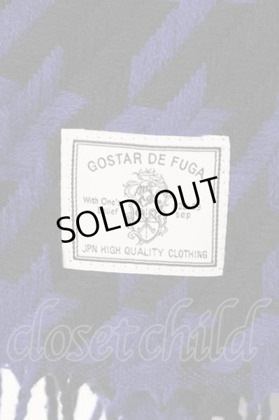 画像2: GOSTAR DE FUGA / ハウンズトゥース大判マフラー  ブルー O-25-01-12-034-GO-za-YM-ZT0115 (2)