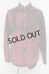 PROPA9ANDA / ERODED CHECK シャツ M レッド O-25-01-12-013-PR-sh-YM-ZT189