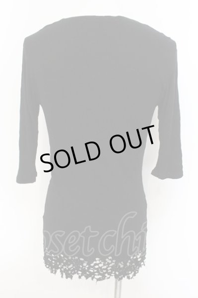 画像2: 5351pour les Hommes / オパールダメージ五分袖テレコカットソー  ブラック O-25-01-12-024-53-to-YM-OS (2)