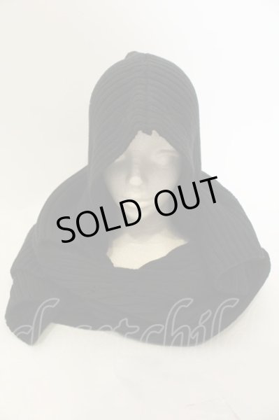 画像2: Moonage Devilment / ダメージニットフードマフラー  ブラック O-25-01-17-059-MO-za-YM-OS (2)