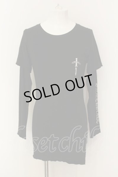 画像1: SWITCHBLADE / EMBROIDERY LAYERED カットソー S ブラック O-25-01-17-010-SW-to-YM-ZT (1)