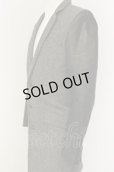 画像2: FUGA / AttackingThird レザー切り替えチェスターコート 44 ブラックｘグレー O-25-01-17-025-FU-ou-YM-ZT-M104 (2)