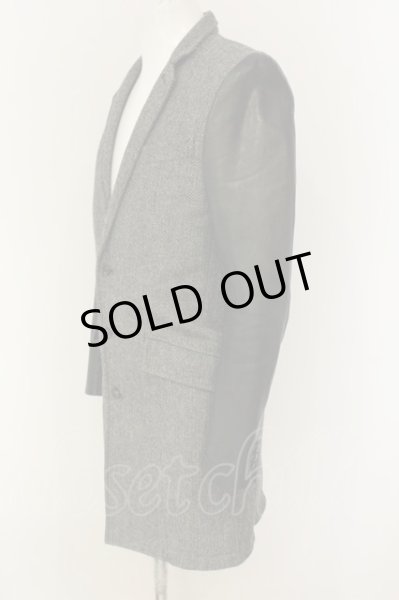 画像3: FUGA / AttackingThird レザー切り替えチェスターコート 44 ブラックｘグレー O-25-01-17-025-FU-ou-YM-ZT-M104 (3)