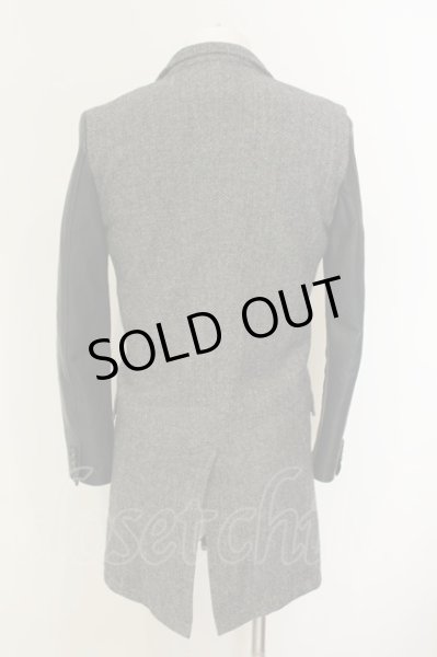 画像4: FUGA / AttackingThird レザー切り替えチェスターコート 44 ブラックｘグレー O-25-01-17-025-FU-ou-YM-ZT-M104 (4)