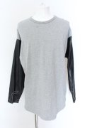 NO ID. BLACK / シンセティックレザー切り替えBIGプルオーバー ONE グレーｘブラック O-25-01-24-036-NO-to-YM-ZT-ML015