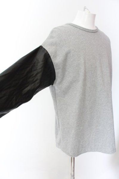 画像2: NO ID. BLACK / シンセティックレザー切り替えBIGプルオーバー ONE グレーｘブラック O-25-01-24-036-NO-to-YM-ZT-ML015 (2)
