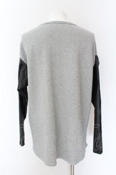 画像3: NO ID. BLACK / シンセティックレザー切り替えBIGプルオーバー ONE グレーｘブラック O-25-01-24-036-NO-to-YM-ZT-ML015 (3)