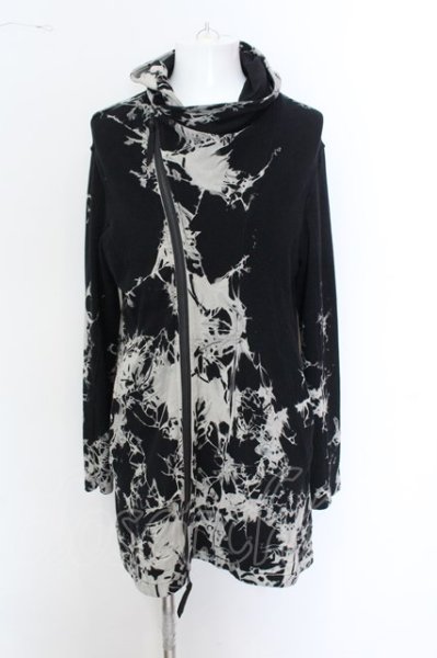 画像1: KMRii / HOODED DRAPE RIDER 02 ライダースパーカー 1 ブラック O-25-01-24-011-KM-to-YM-ZT240 (1)