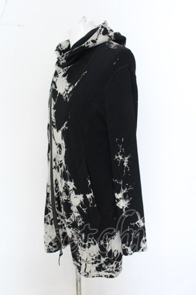 画像2: KMRii / HOODED DRAPE RIDER 02 ライダースパーカー 1 ブラック O-25-01-24-011-KM-to-YM-ZT240 (2)