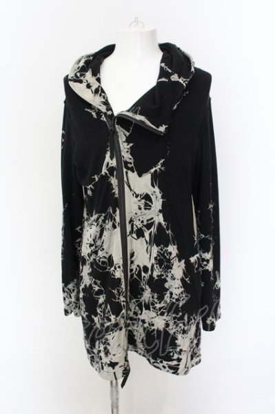 画像4: KMRii / HOODED DRAPE RIDER 02 ライダースパーカー 1 ブラック O-25-01-24-011-KM-to-YM-ZT240 (4)