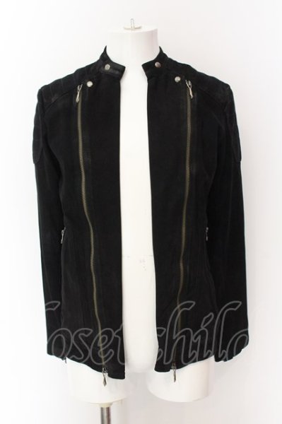 画像1: 14th Addiction / ROYALFLASH別注 SUEDE W RIDERS ジャケット 1 ブラック O-25-01-24-012-14-ja-YM-ZT370 (1)