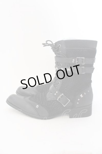 画像3: LOVEHUNTER / ポインテッドトゥベルトヒールレースアップブーツ 41(約26cm) ブラック O-25-02-01-003-LO-sho-YM-ZT-S007 (3)