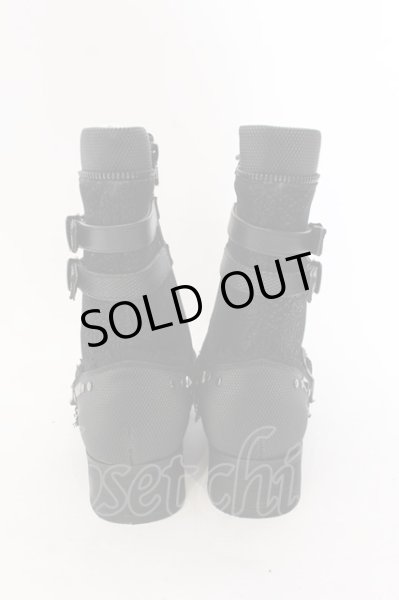 画像4: LOVEHUNTER / ポインテッドトゥベルトヒールレースアップブーツ 41(約26cm) ブラック O-25-02-01-003-LO-sho-YM-ZT-S007 (4)