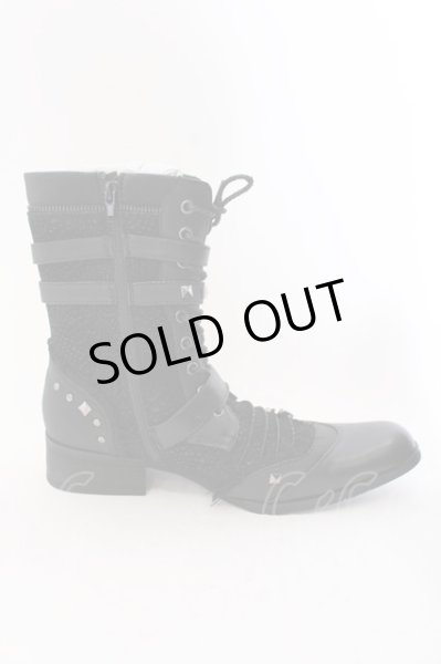 画像5: LOVEHUNTER / ポインテッドトゥベルトヒールレースアップブーツ 41(約26cm) ブラック O-25-02-01-003-LO-sho-YM-ZT-S007 (5)