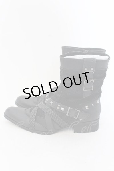 画像3: LOVEHUNTER / クロコスタッズベルトサイドジップアップブーツ 41（約26cm） ブラック O-25-02-01-001-LO-sho-YM-ZT-S007 (3)