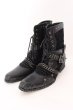 画像1: LOVEHUNTER / チェーン付きレースアップサイドジップブーツ 41（約26cm） ブラック O-25-02-01-009-LO-sho-YM-ZT-S007 (1)