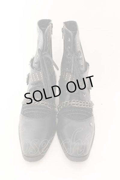 画像2: LOVEHUNTER / チェーン付きレースアップサイドジップブーツ 41（約26cm） ブラック O-25-02-01-009-LO-sho-YM-ZT-S007 (2)